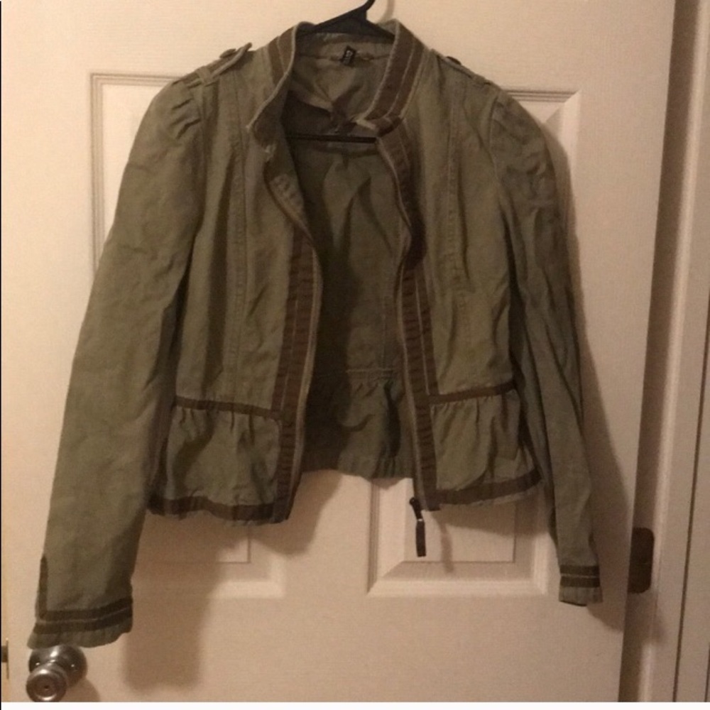 Olive green gold button military jacket / blazer